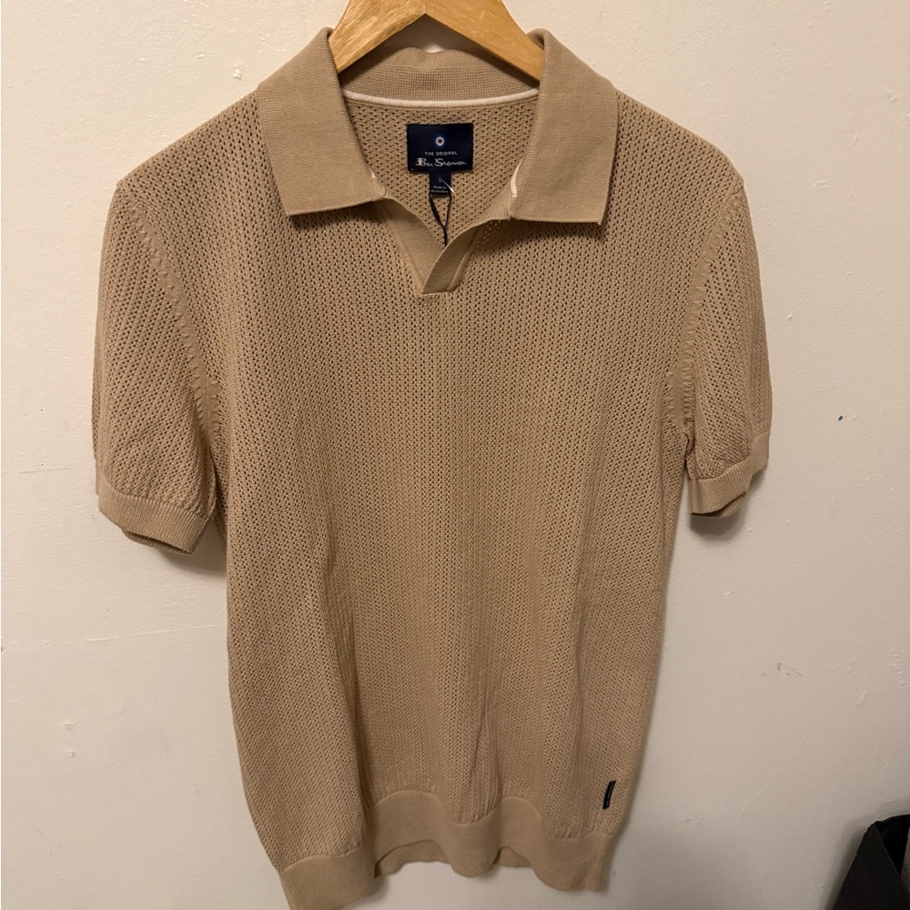 Tan Knit Sweater Polo